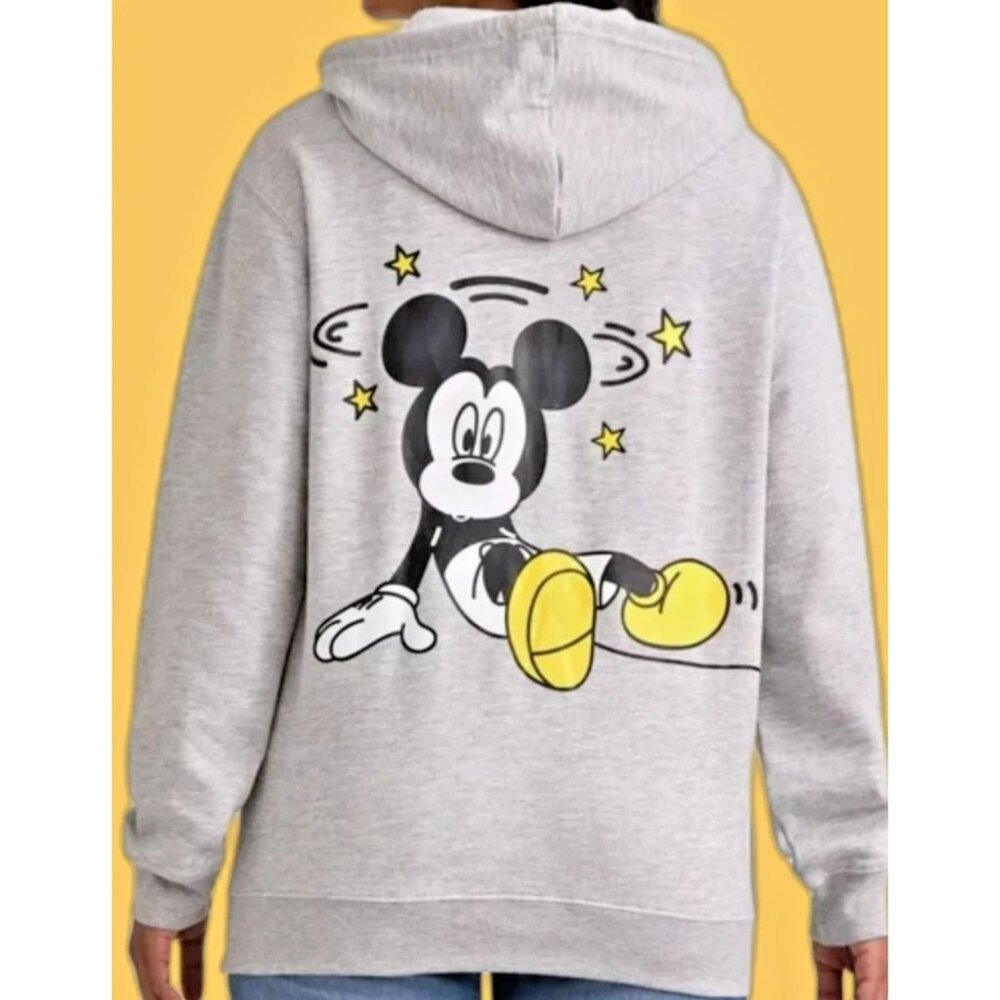 DISNEY Mickey Mouse Women's M Sweatshirt Hoodie SIZE 8-10 Gray NEW